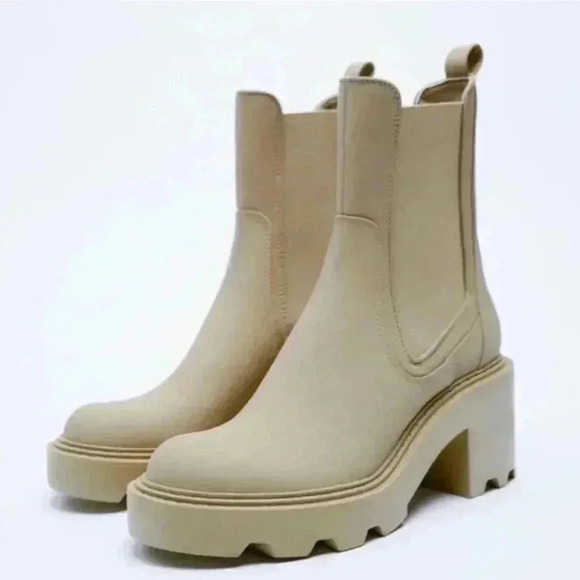 Zara Shoes - Zara Heeled Rubberized Ankle Boots Size 40